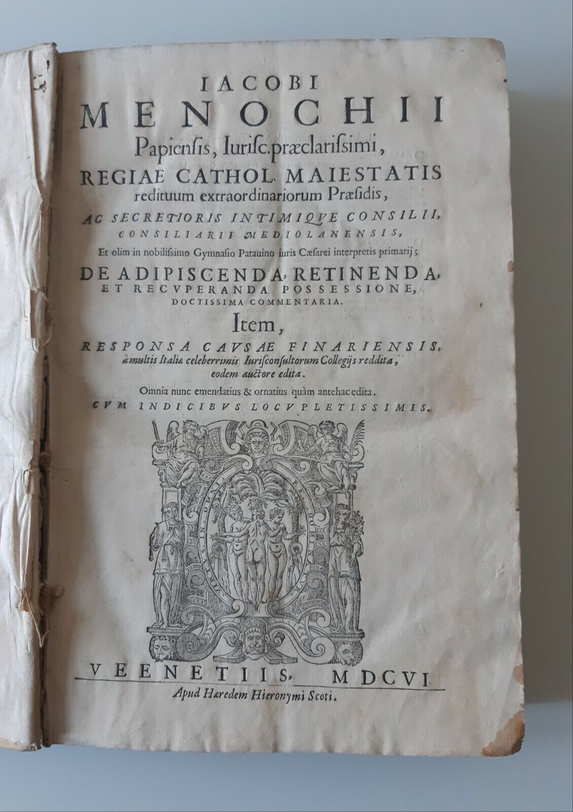 IACOBI MENOCHI DE ADIPISCENDA A RETINENDA VENEZIA 1606 SCOTI