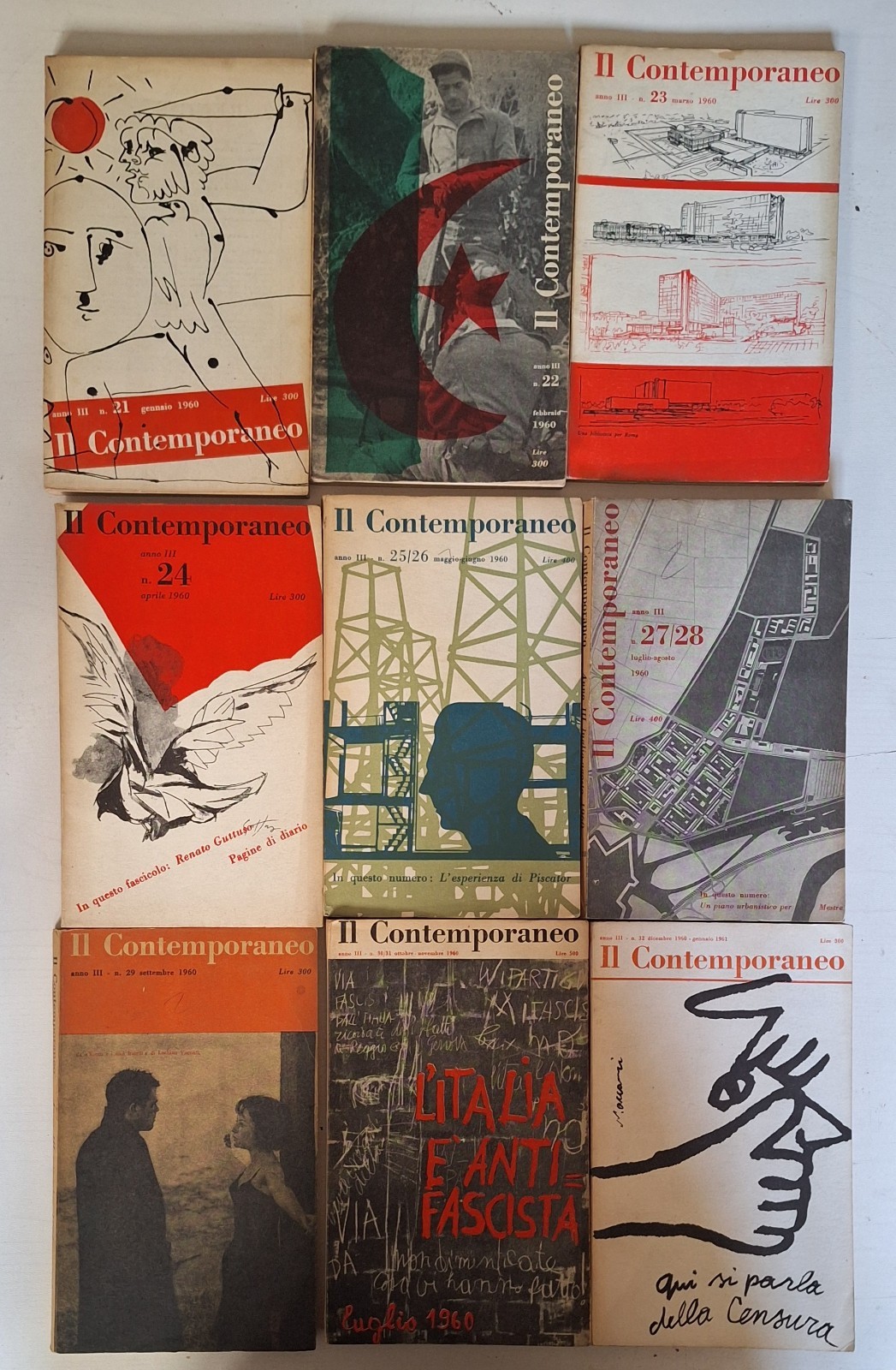 IL CONTEMPORANEO RIVISTA ANNATA 1960 COMPLETA 9 NUMERI