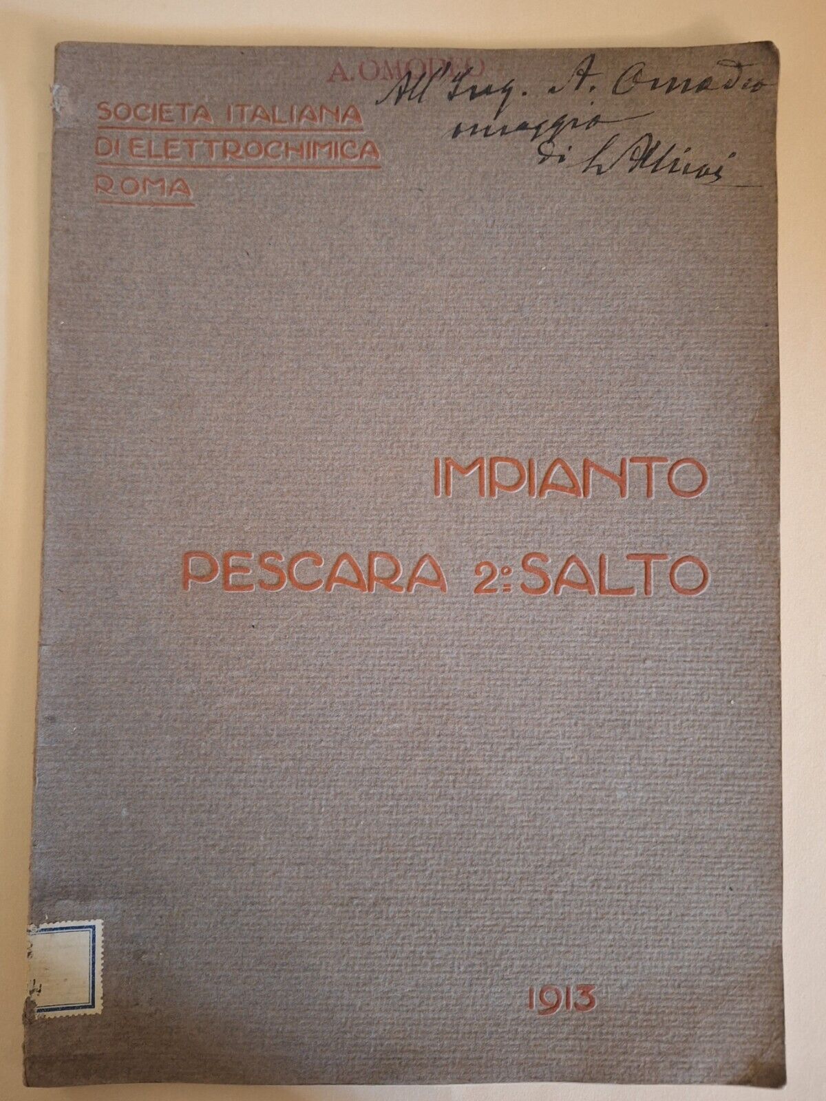 IMPIANTO PESCARA 2° SALTO SOC. IT. DI ELETTROCHIMICA ROMA 1913