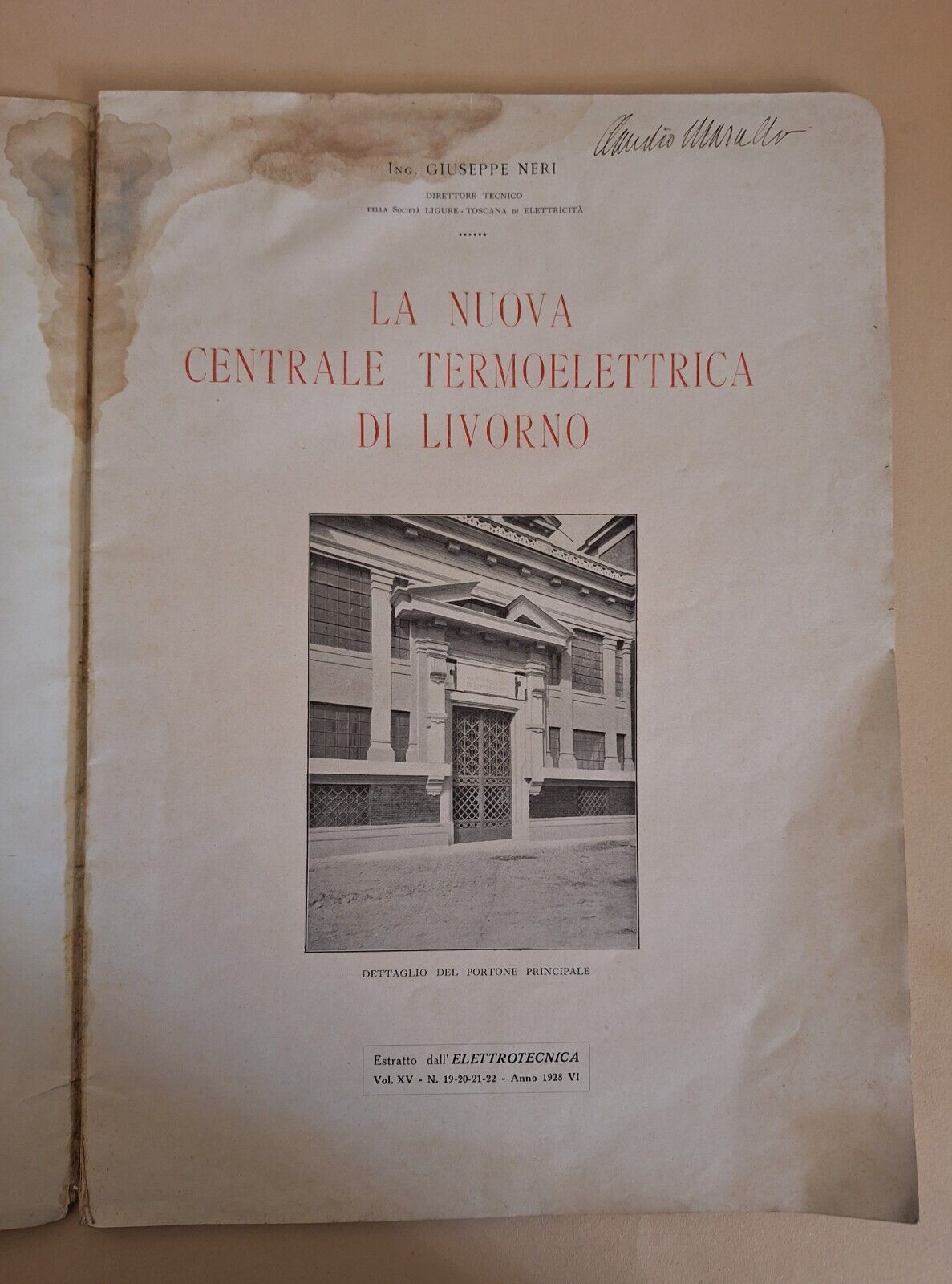 ING. GIUSEPPE NERI LA NUOVA CENTRALE TERMOELETTRICA DI LIVORNO 1923