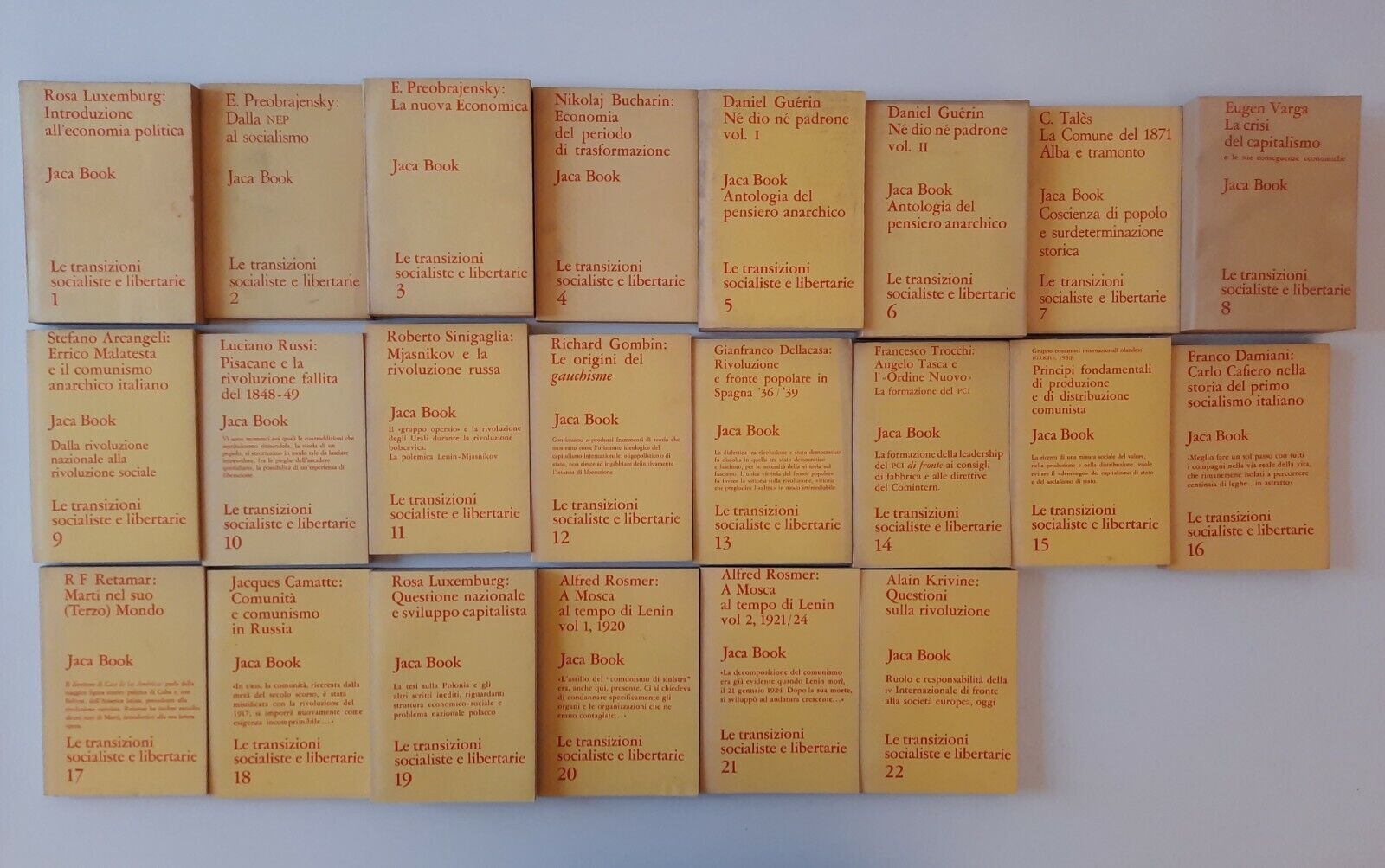 JACA BOOK LE TRANSIZIONI SOCIALISTE E LIBERTARIE 22 VOLUMI LUXUMBURG …