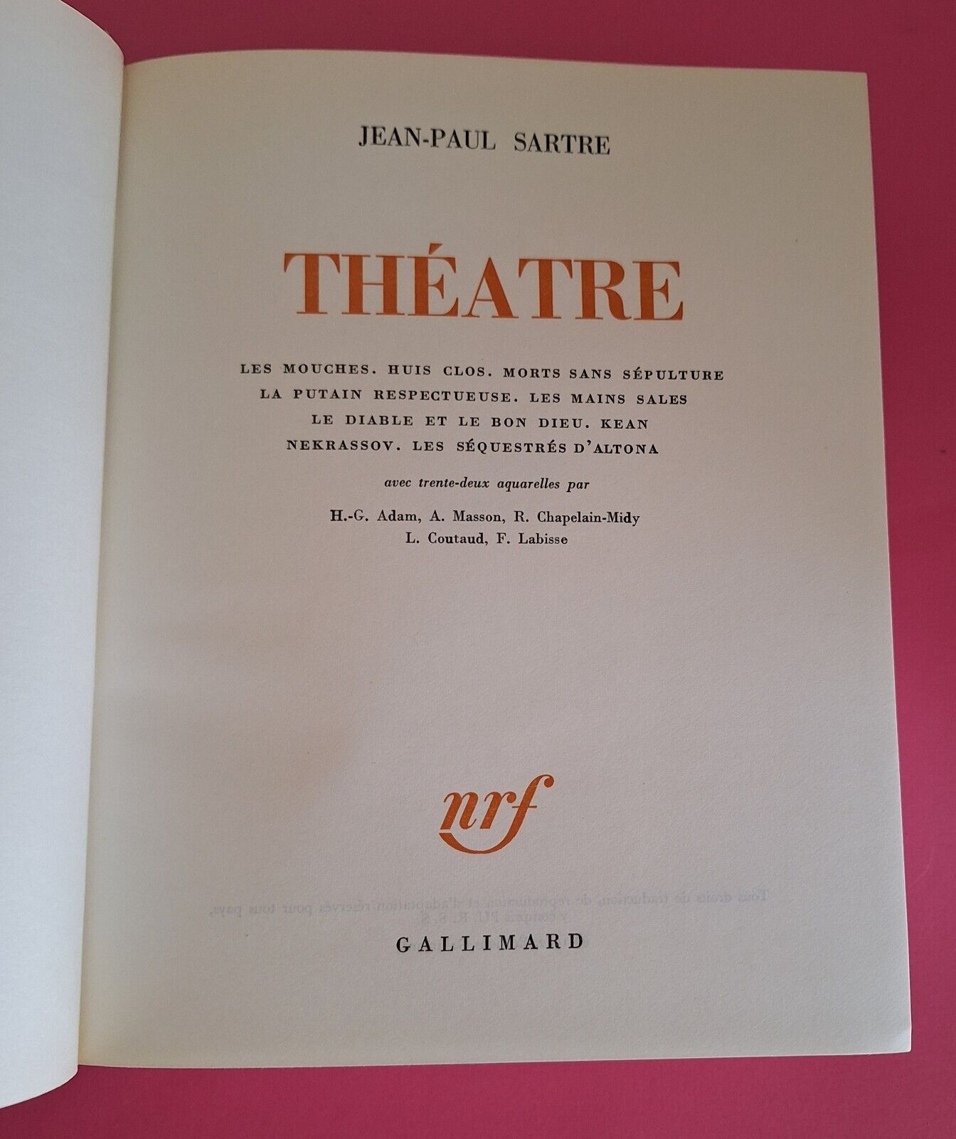 JEAN-PAUL SARTRE THEATRE GALLIMARD 1962