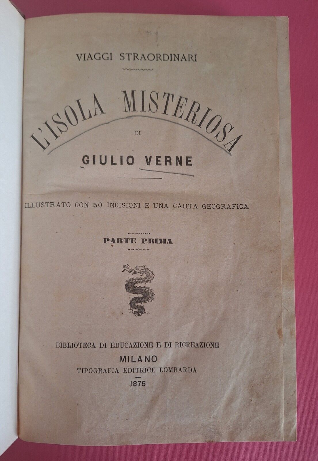 L'ISOLA MISTERIOSA DI GIULIO VERNE TIPOGRAFIA EDITRICE LOMBARDA 1875