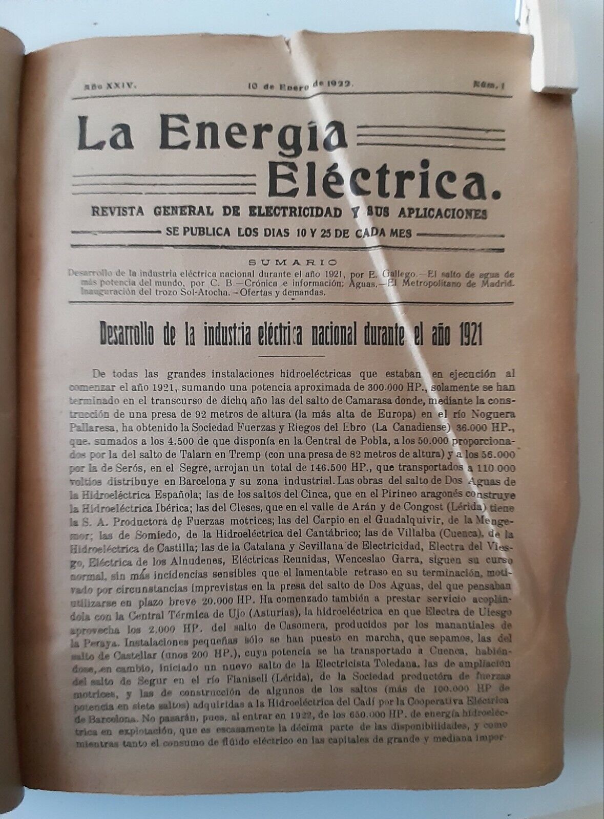 LA ENERGIA ELECTRICA REVISTA GENERAL DE ELECTRICIDAD ANO XXV ANNATA …