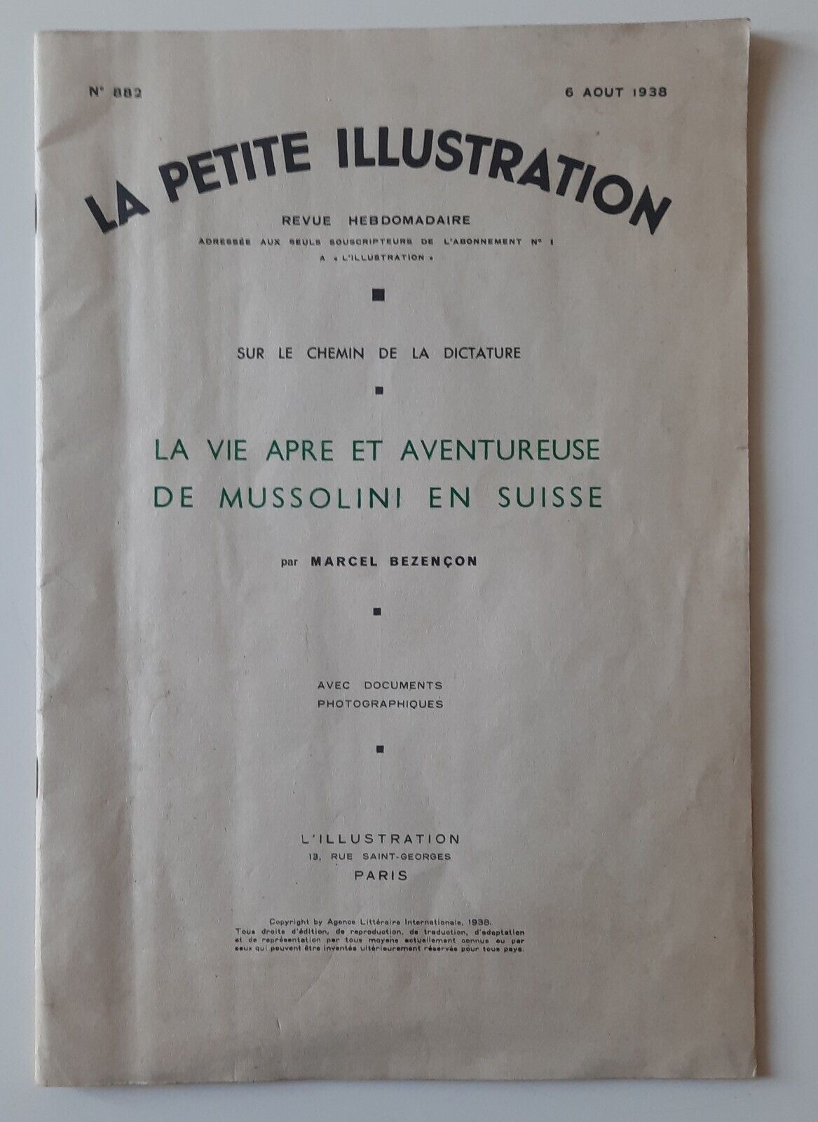 LA PETITE ILLUSTATION LA VIE APRE ET AVENTUREUSE DE MUSSOLINI …