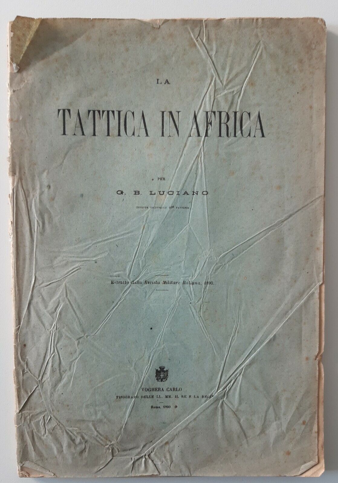 LA TATTICA IN AFRICA PER G.B. LUCIANO CARLO VOGHERA 1890