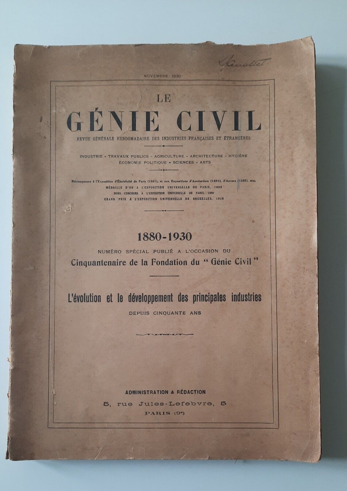 LE GENIE CIVIL REVUE GENERALE DES INDUSTRIES ... NOVEMBER 1930