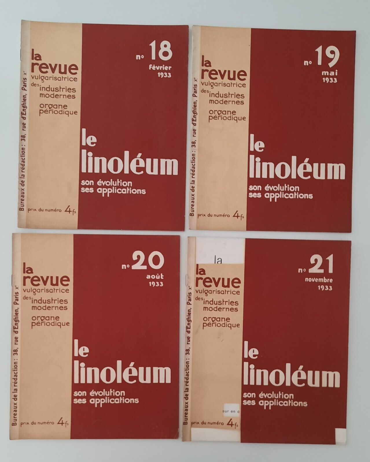 LE LINOLEUM SON EVOLUTION SES APPLICATION REVUE 1933 N. 18 …