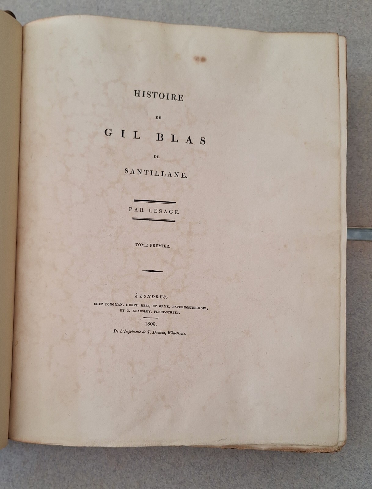 LESAGE HISTOIRE DE GIL BLAS DE SANTILLANE LONDRES 1809 LONGMAN