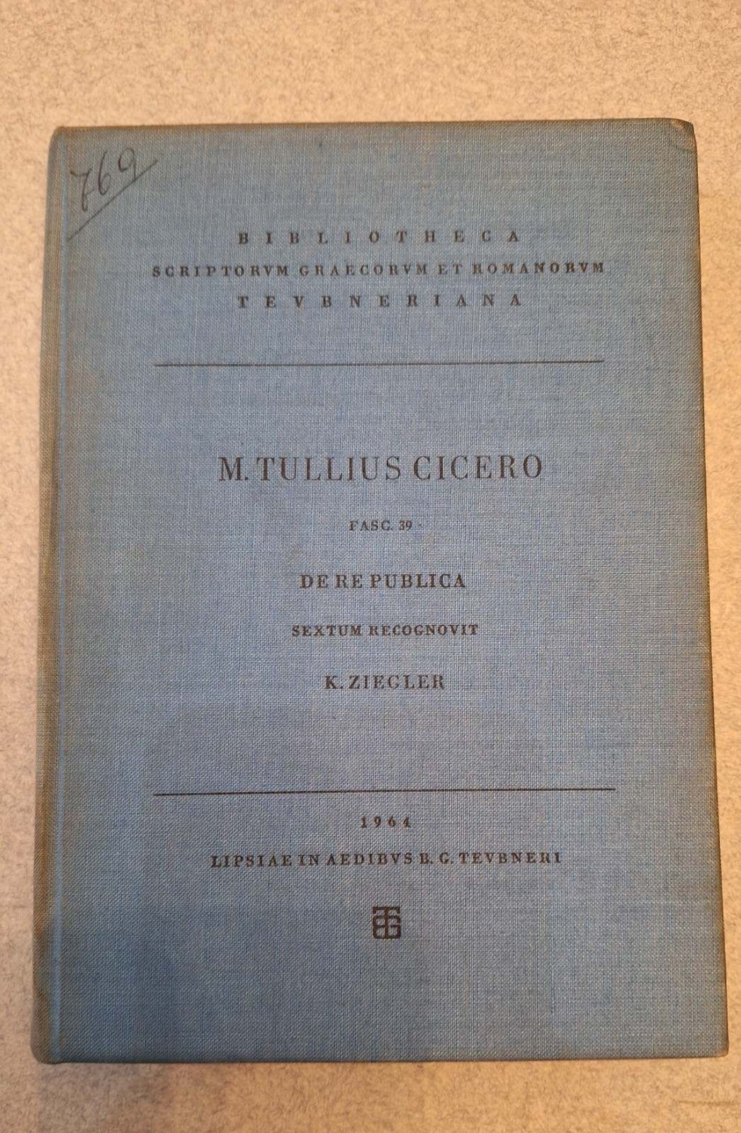 M. TULLIUS CICERO DE RE PUBLICA LIPSIAE IN AEDIBUS 1964