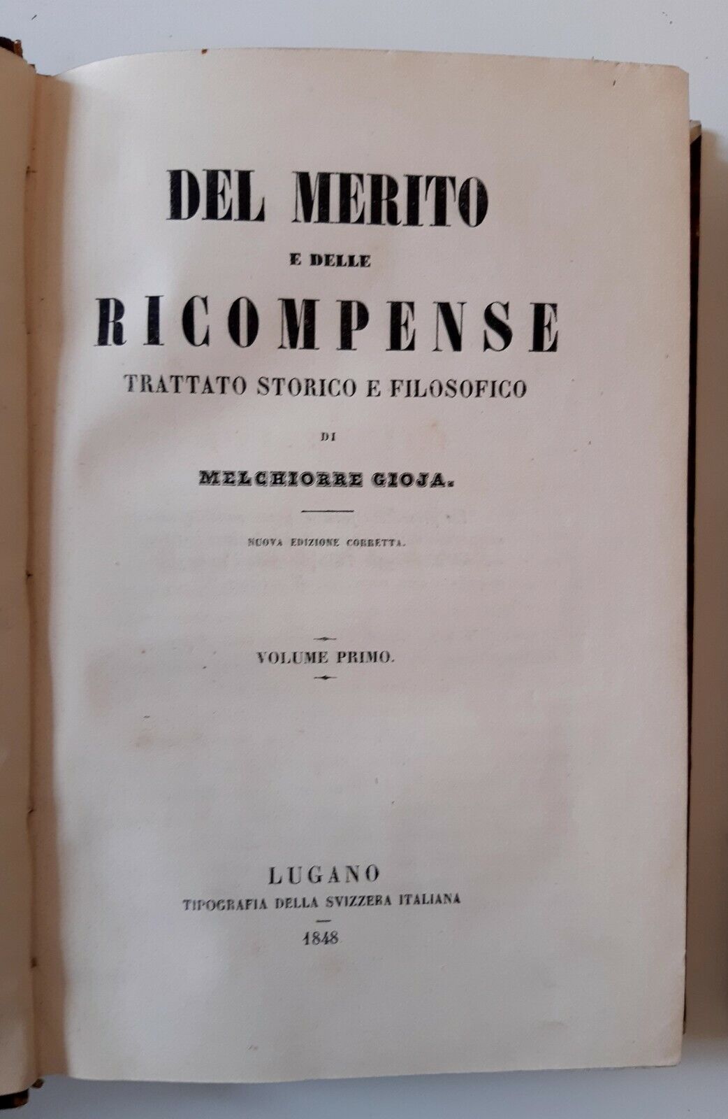 MELCHIORRE GIOJA DEL MERITO E DELLE RICOMPENSE LUGANO TIP. SVIZZERA …