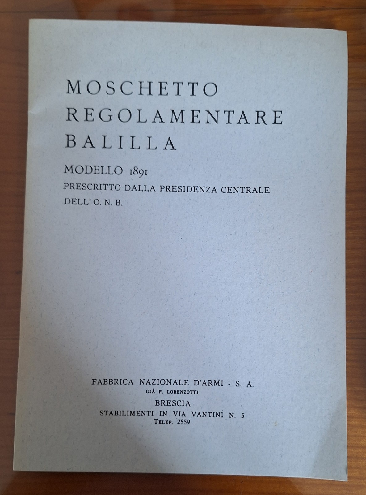 MOSCHETTO REGOLAMENTARE BALILLA MOD. 1891 1995