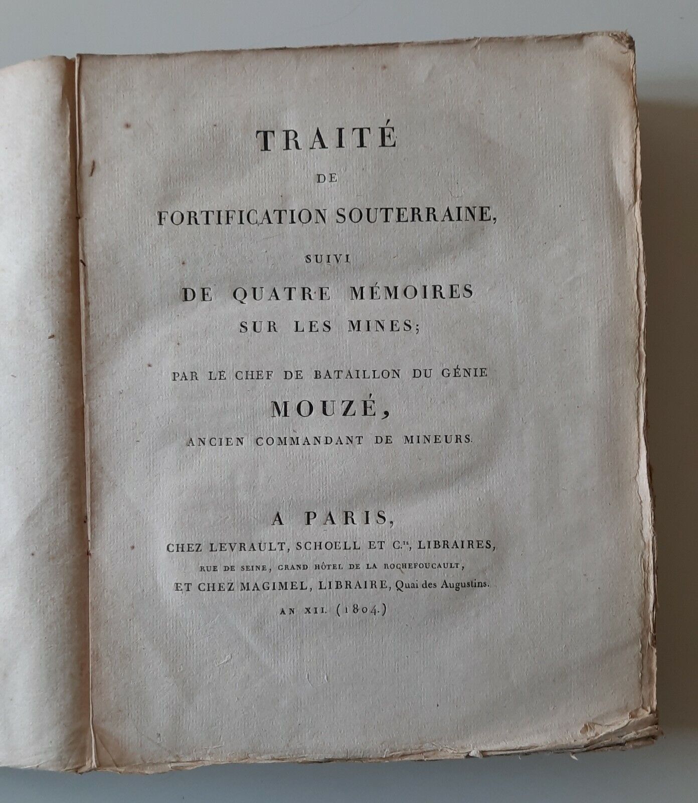 MOUZE TRAITE' DE FORTIFICATION SOUTERRAINE A PARIS CHEZ LEVRAULT 1804