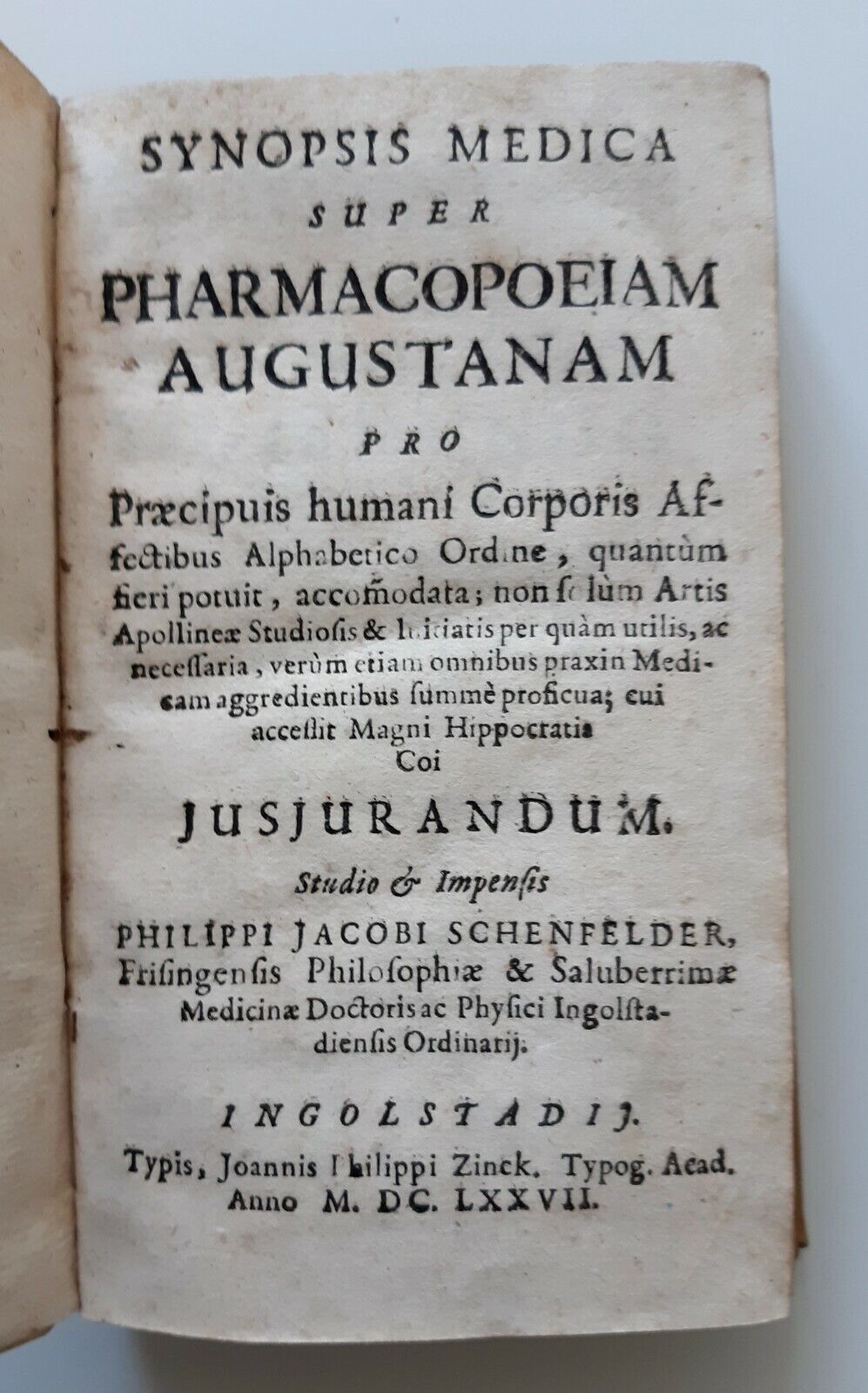 PHARMACOPOEIAM AUGUSTANAM P.J. SCHENFELDER INGOLSTAIJ 1677