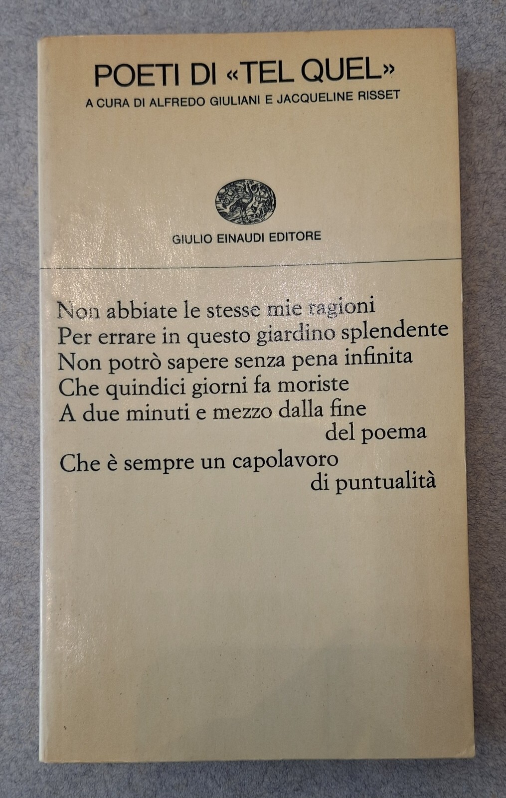 POETI DI TEL QUEL EINAUDI COLEZIONE DI POESIA 1968 1° …
