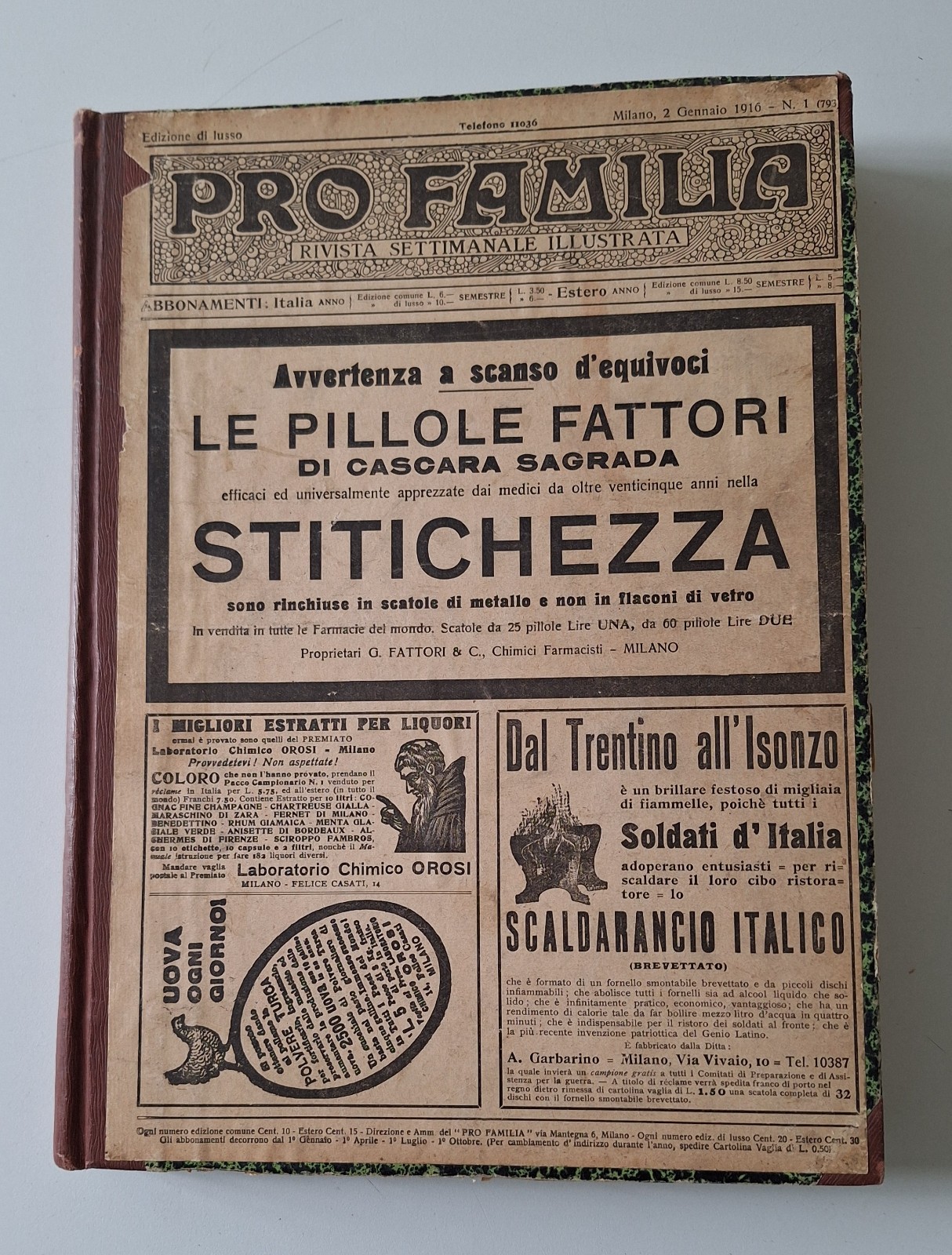 PRO FAMILIA RIVISTA SETTOMANALE ILLUSTRATA PRIMO SEMESTRE 1916