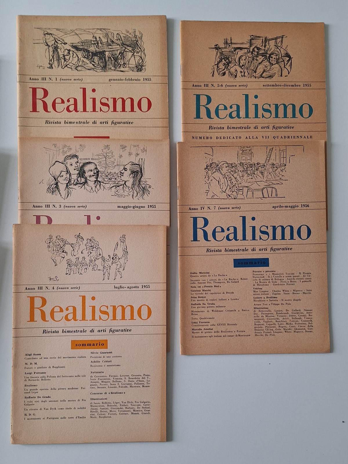 REALISMO RIVISTA BIMESTRALE DI ARTI FIGURATIVE N. 1-3-4-5/6-7 1955/56 5 …
