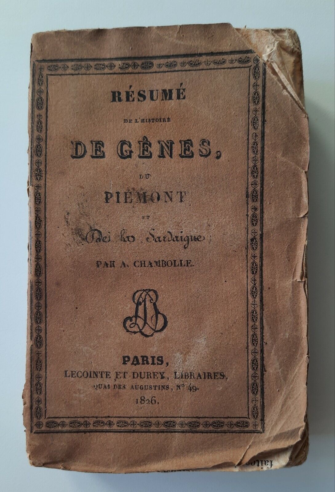 RESUME' DE GENES DU PIEMONT ET DE LA SARDAIGNE PAR …