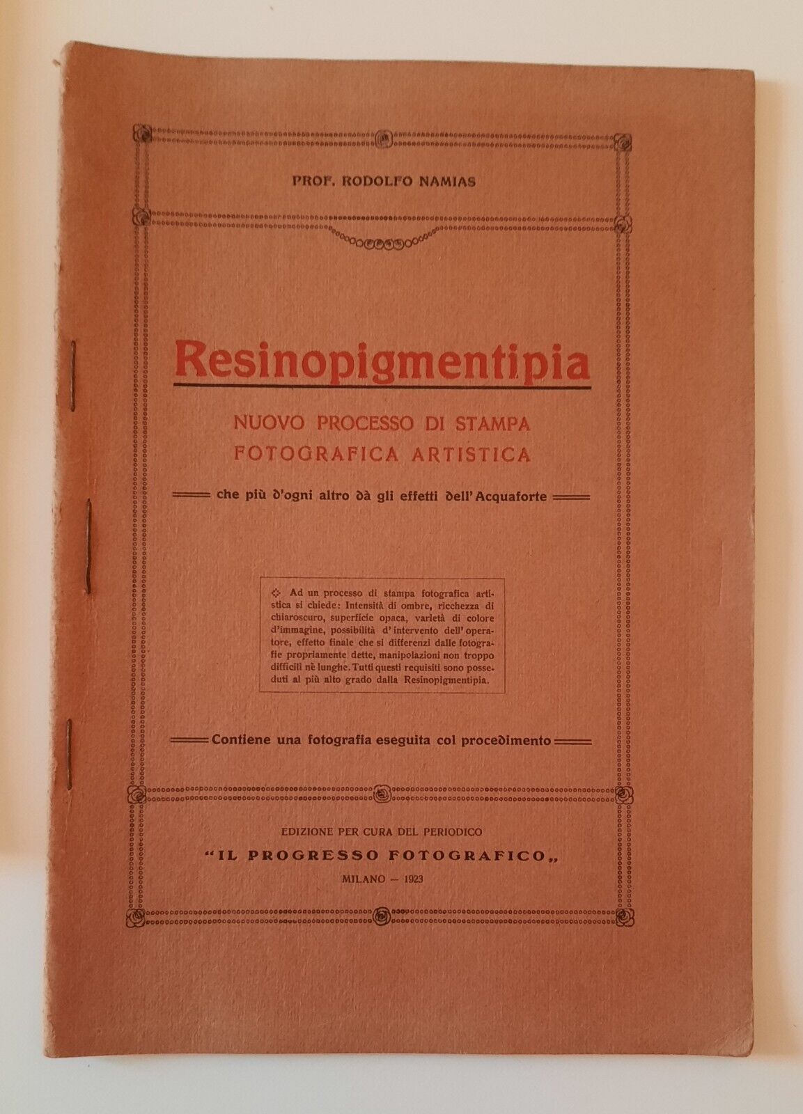 RODOLFO NAMIAS RESINOPIGMENTIPIA IL PROGRESSO FOTOGRAFICO 1923