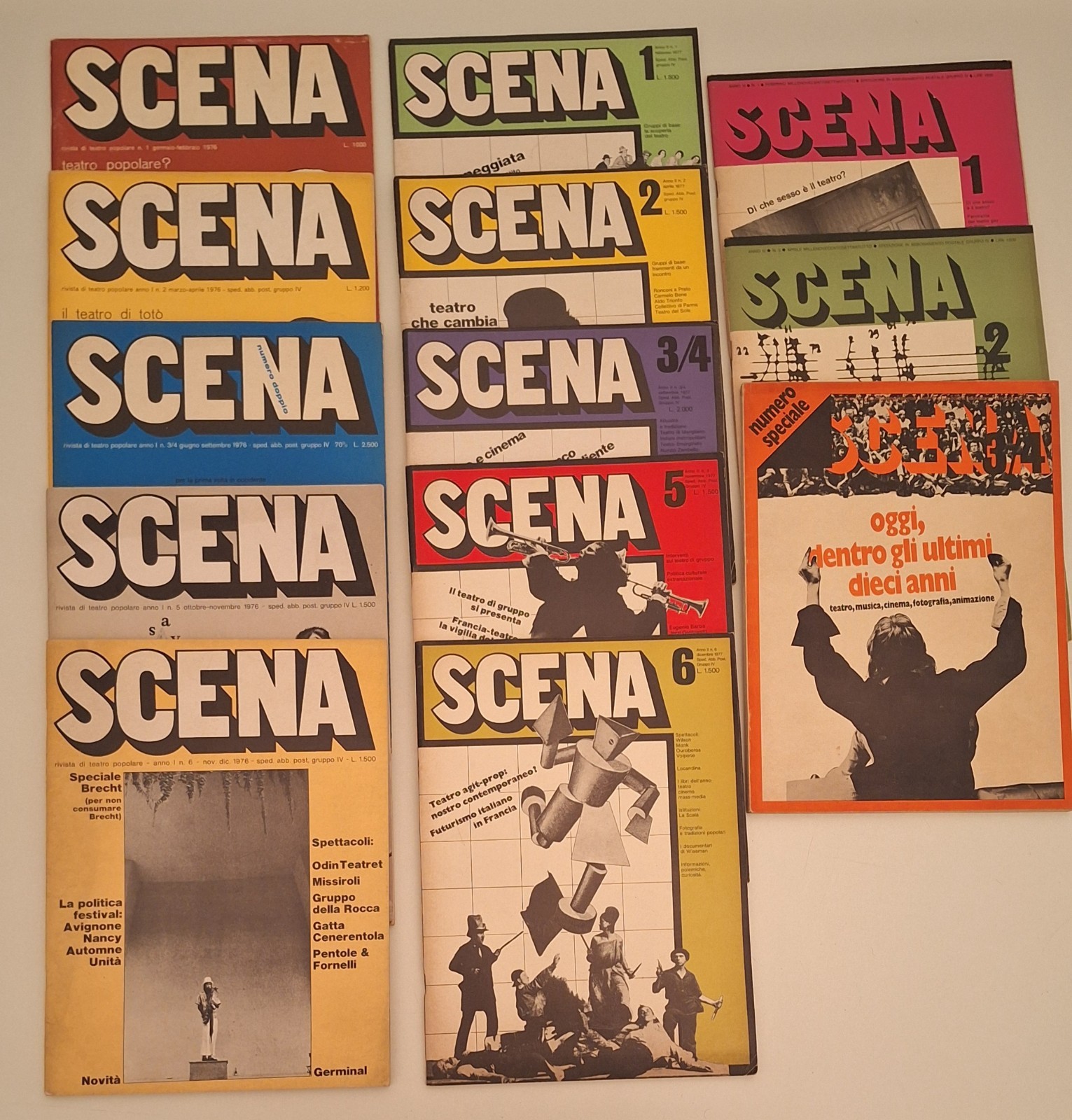 SCENA RIVISTA DI TEATRO POPOLARE ANNATA 1°-2°-3° 1976/77/78 13 NUMERI