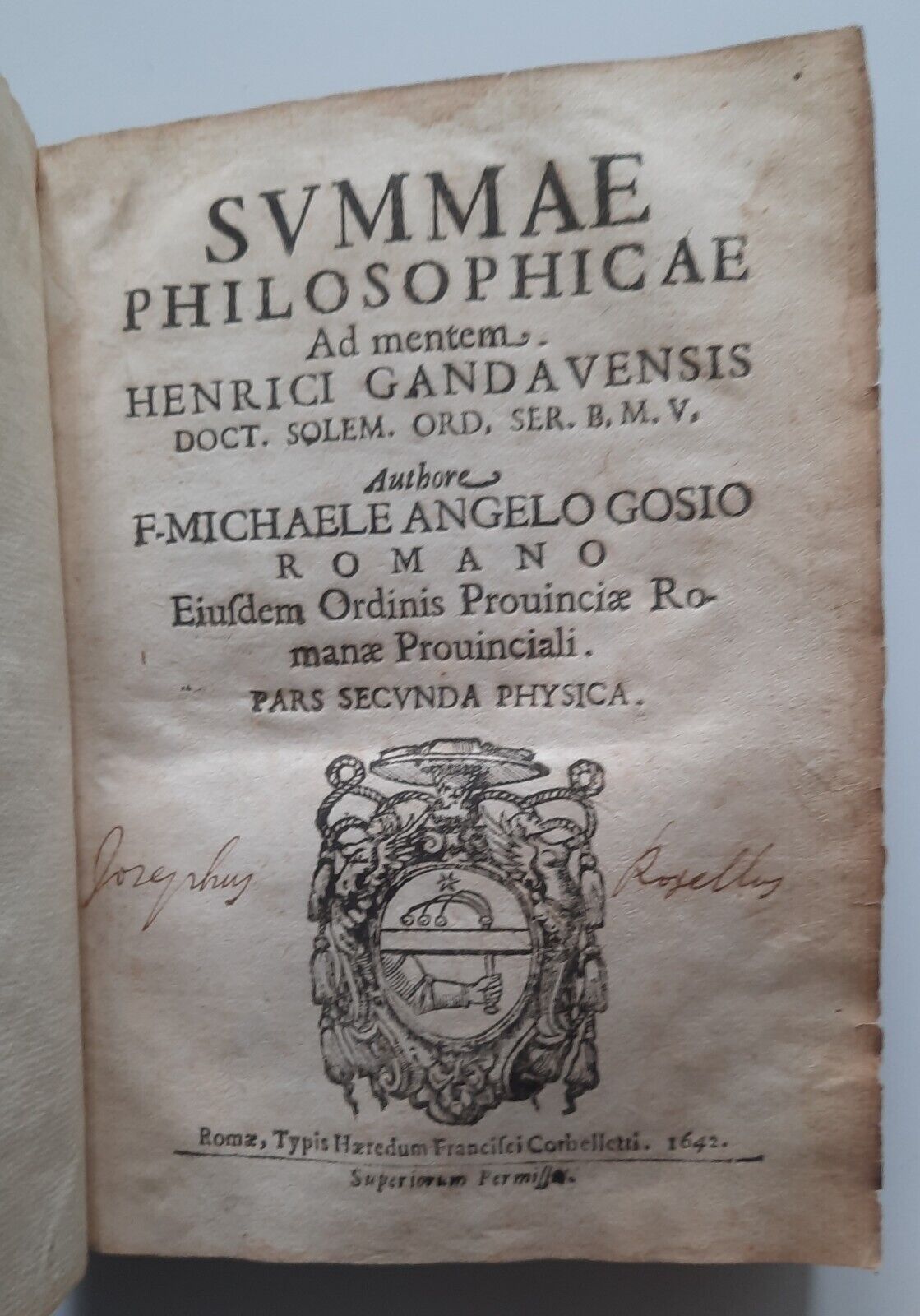 SUMMAE PHILOSOPHICAE F. MICHELANGELO GOSIO GOSIUS 1741/42 CORBELLETTI 2 VOL.