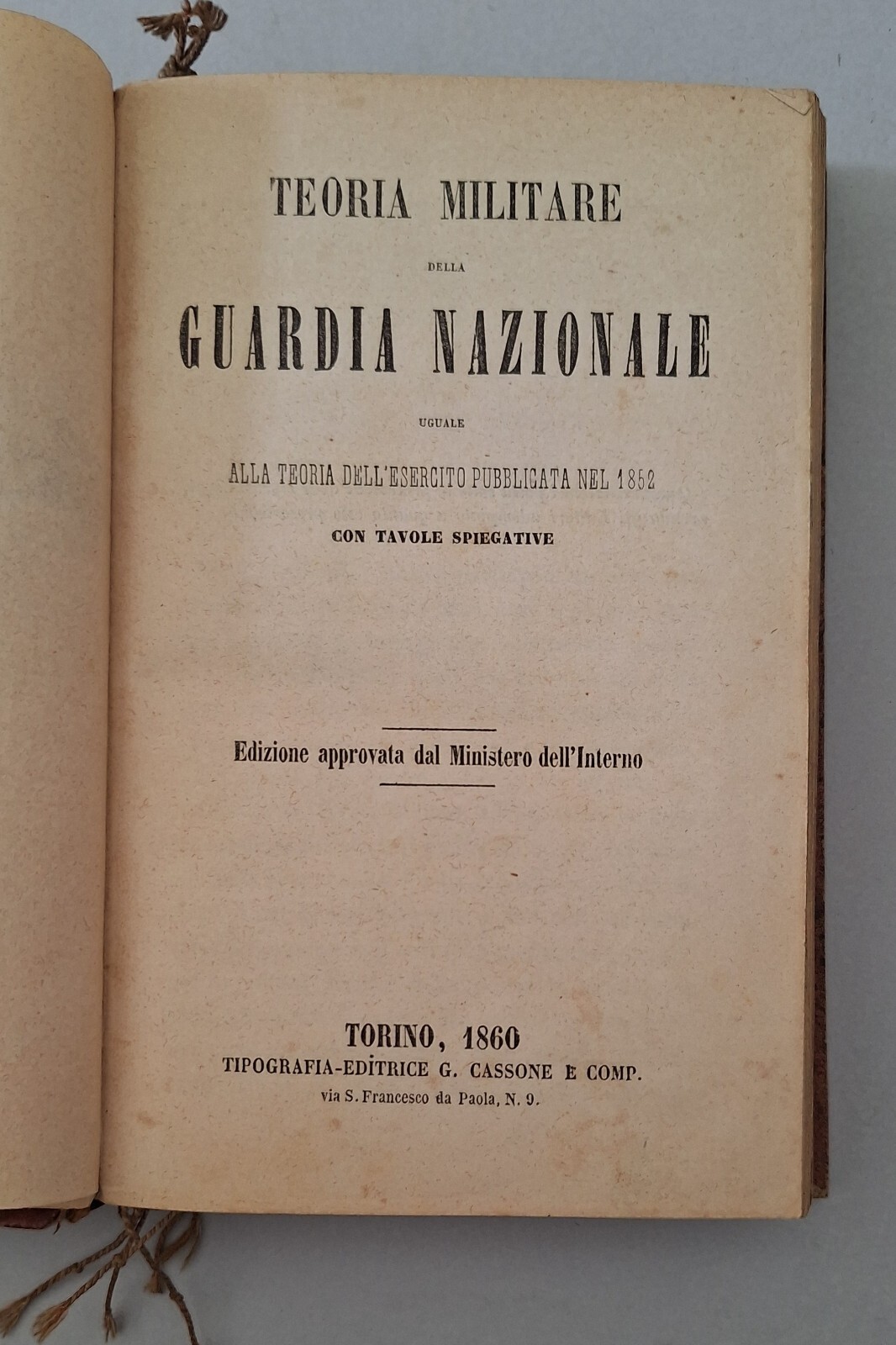 TEORIA MILITARE DELLA GUARDIA NAZIONALE TORINO 1860 CASSONE E COMP.