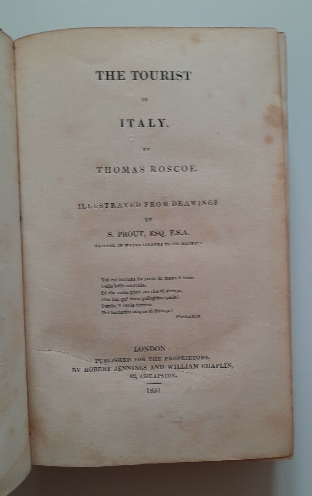 THE TOURIST IN ITALY BY THOMAS ROSCOE ILL. PROUT LONDON …