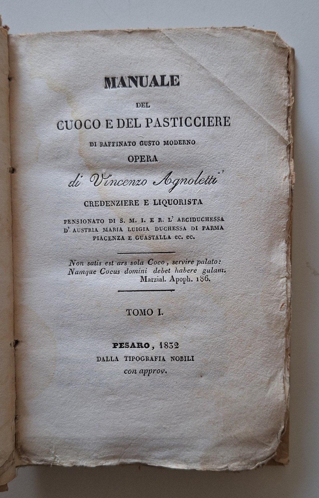 VINCENZO AGNOLETTI MANUALE DEL CUOCO E PASTICCERE V. 1 PESARO …