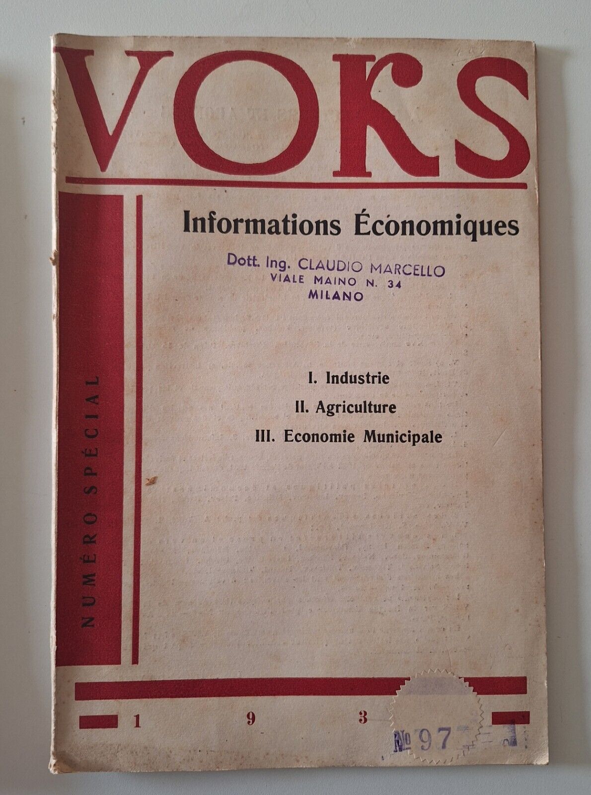 VOKS INFORMATIONS ECONOMIQUE 1932 NUMERO SPECIAL