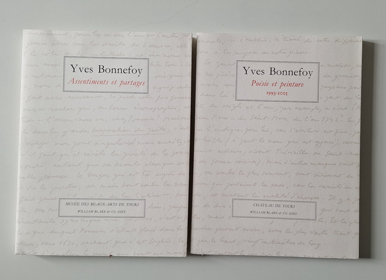 YVES BONNEFOY POESIE ET PEINTURE 1923-2005 ASSENTIMENTS ET PARTAGES AUTOGRAFATO