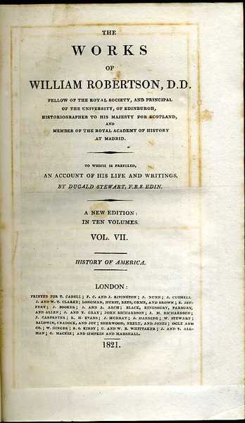 The Works of William Robertson, D. D. : Three (3) …