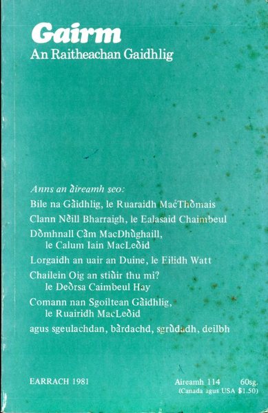 Gairm : An Raitheachan Gaidhlig : Spring 1981 - No …