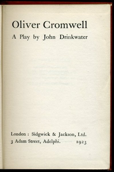 Oliver Cromwell : A Play