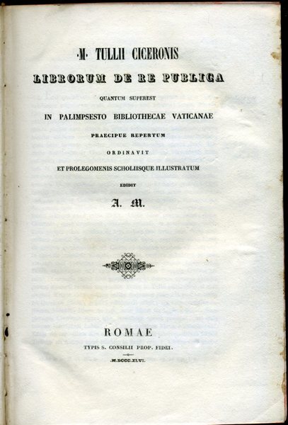 Librorum De Re Publica : quantum superest in palimpsesto bibliothecae …