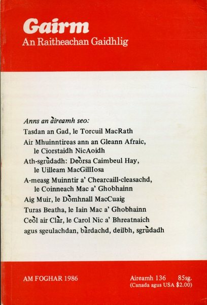 Gairm : An Raitheachan Gaidhlig : Autumn-1986 - No 136