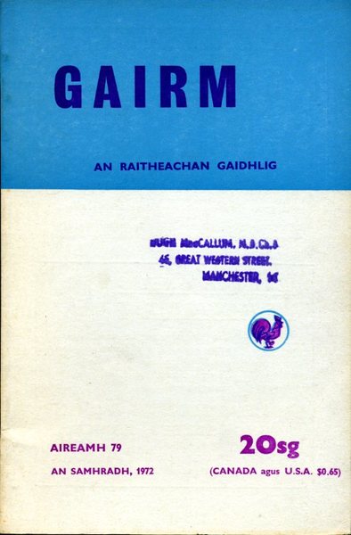 Gairm : An Raitheachan Gaidhlig : Summer 1972 - No …