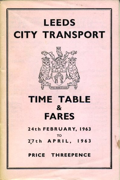 Leeds City Transport Time Table & Fares 1963