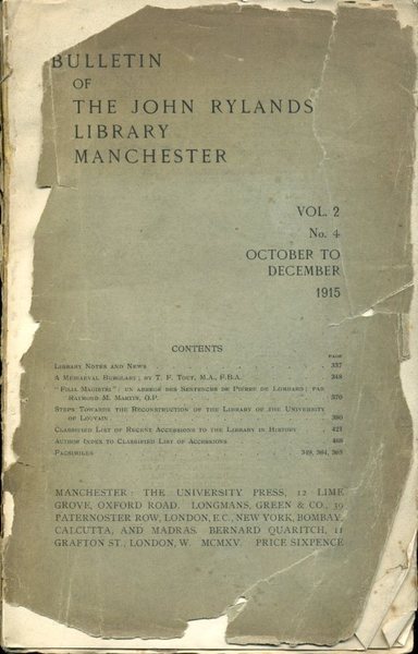 Bulletin of the John Rylands Library Manchester : Vol 2 …