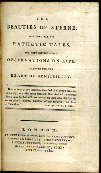 The Beauties of Sterne including all his Pathetic Tales and …