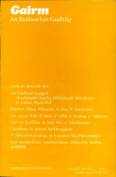 Gairm : An Raitheachan Gaidhlig : Summer/Autumn 1980 - No …