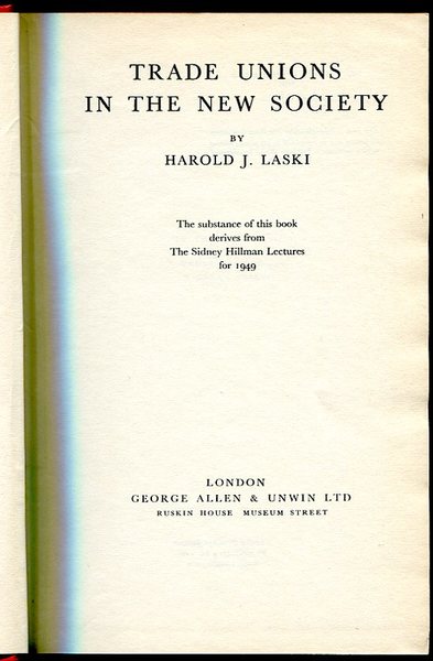 Trade Unions in the New Society