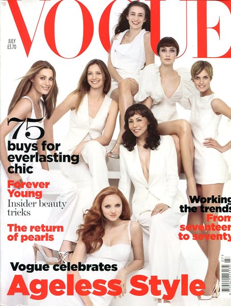 Vogue (UK) July 2007 - Front cover Marie Helvin, Lily …
