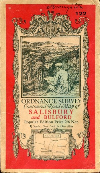 Ordnance Survey Contoured Road Map of Salisbury and Bulford :Linen-backed …