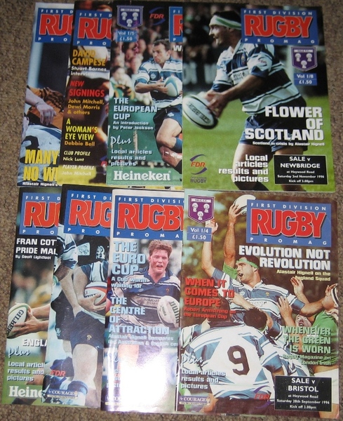 First Division Rugby Promag (8 Copies of Sale Matches 1996)