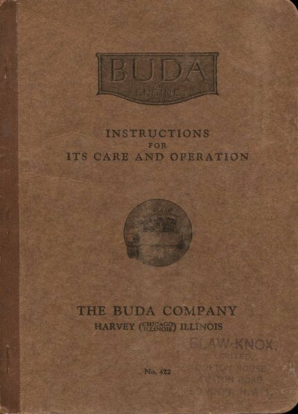 Buda Engine; Instructions for Its Care and Operation No 422