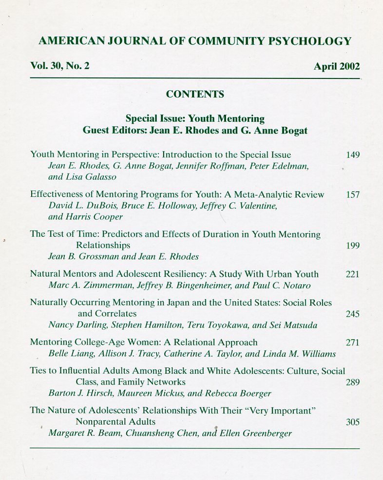 American Journal of Community Psychology : Apr 2002 : Vol …