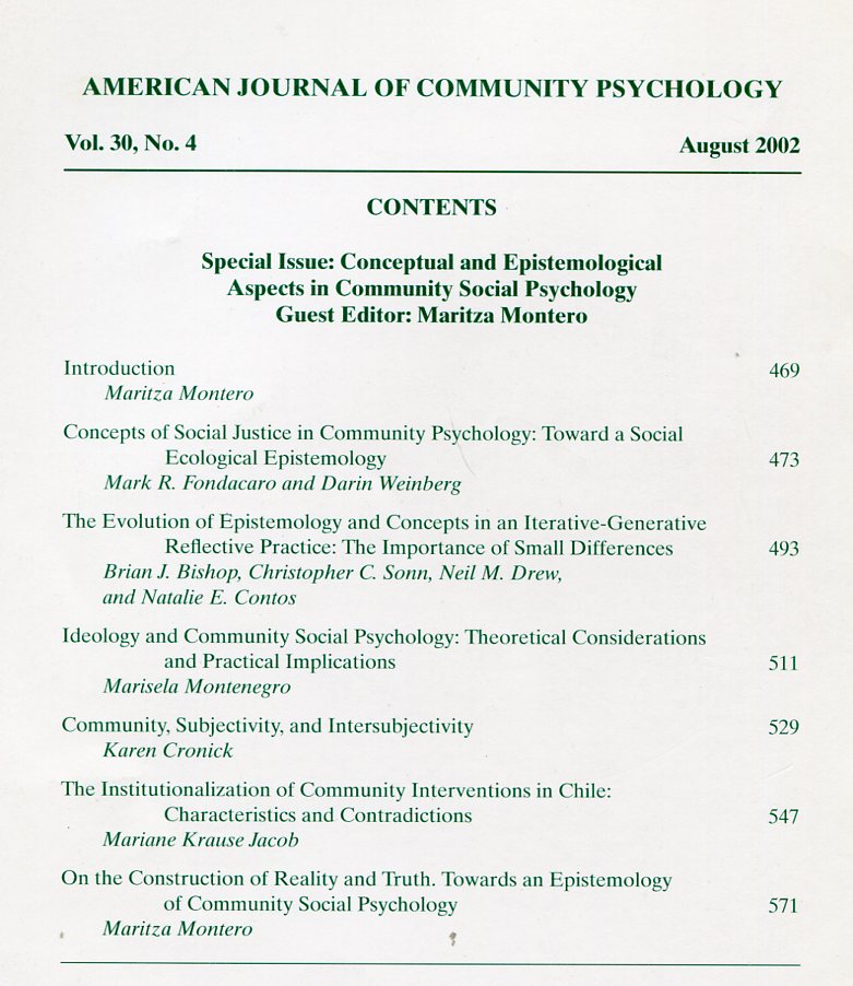 American Journal of Community Psychology : Aug 2002 : Vol …