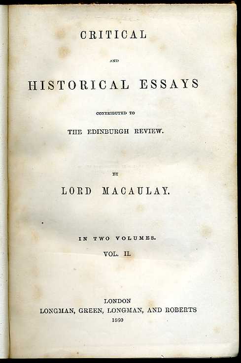 Critical and Historical Essays Contributed to the Edinburgh Review : …