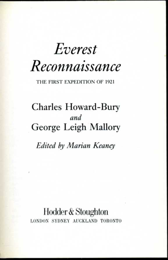 Everest Reconnaisaance : The First Expedition of 1921