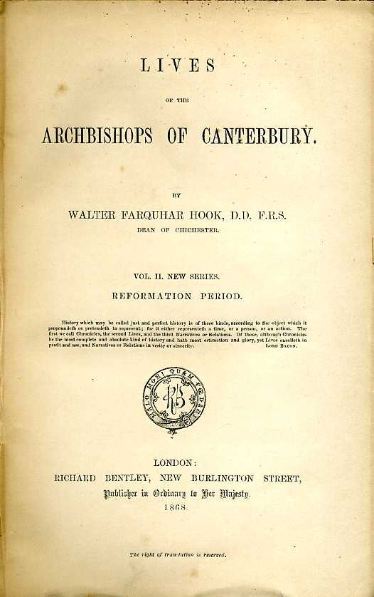 Lives of the Archbishops of Canterbury : New Series Volume …
